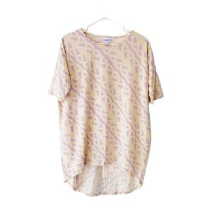 NWT LuLaRoe Irma Tunic Top Pastel Rope Geometric High Low Short Sleeve XS Lounge